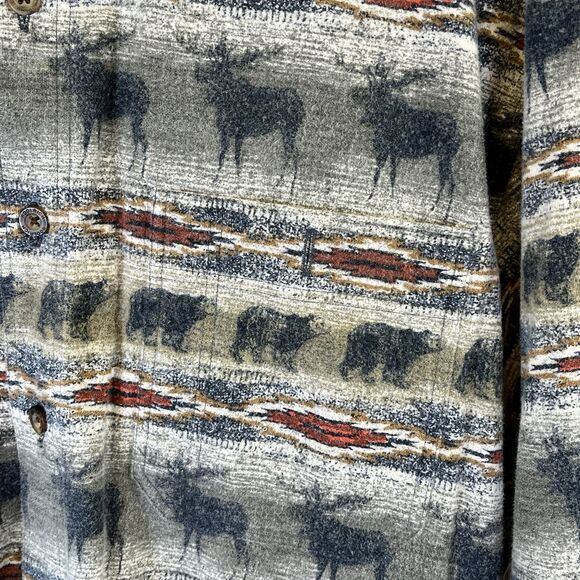 Vtg 90s‎ Woolrich Moose & Bear Flannel Shirt Mens XL Hunting Western Long Sleeve - Picture 3 of 11
